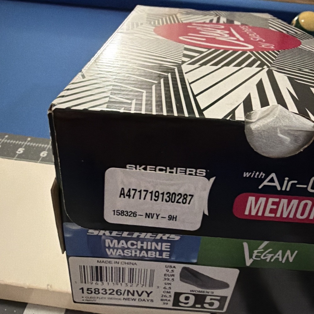 Skechers Cleo Flex-Wedge Shoes Women's 9.5 Navy Blue New Days Vegan - New - Picture 7 of 9